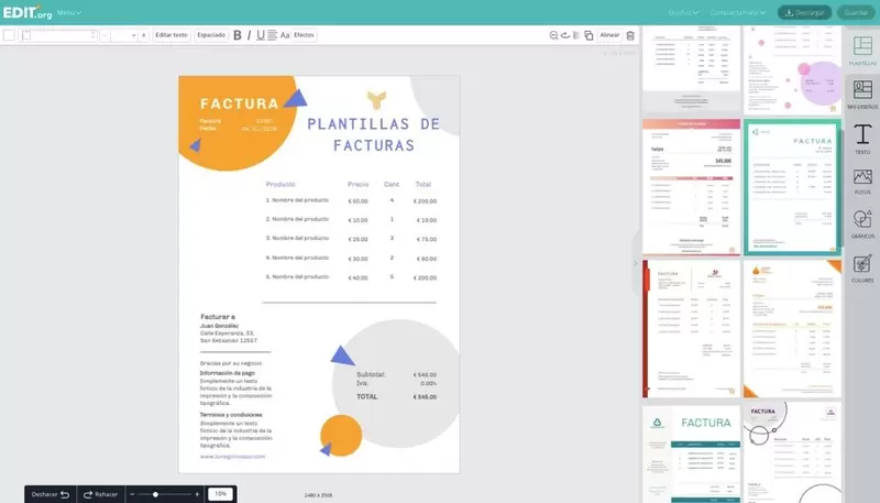 Editor de facturas gratis para empresas